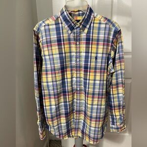 Ralph Lauren Blue and Yellow Casual Button Down Shirt Size S